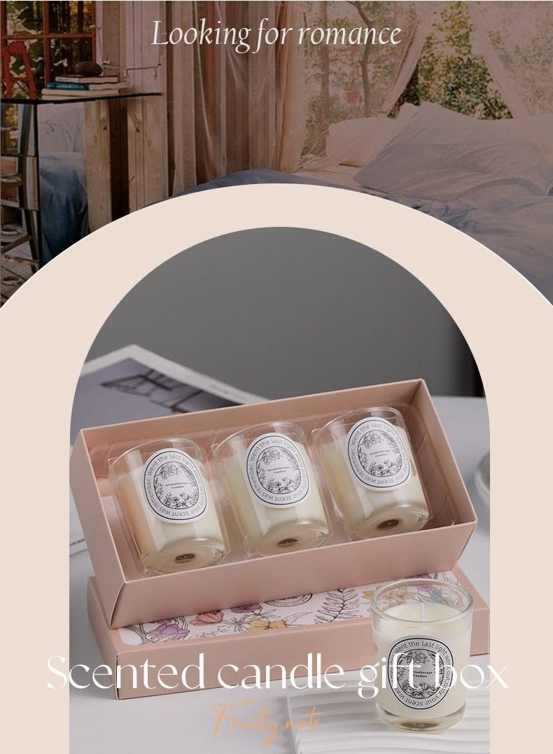 طقم من 3 شموع معطرة، ثلاث روائح مختلفة، اللون: أبيض (زهري) - Image 5
